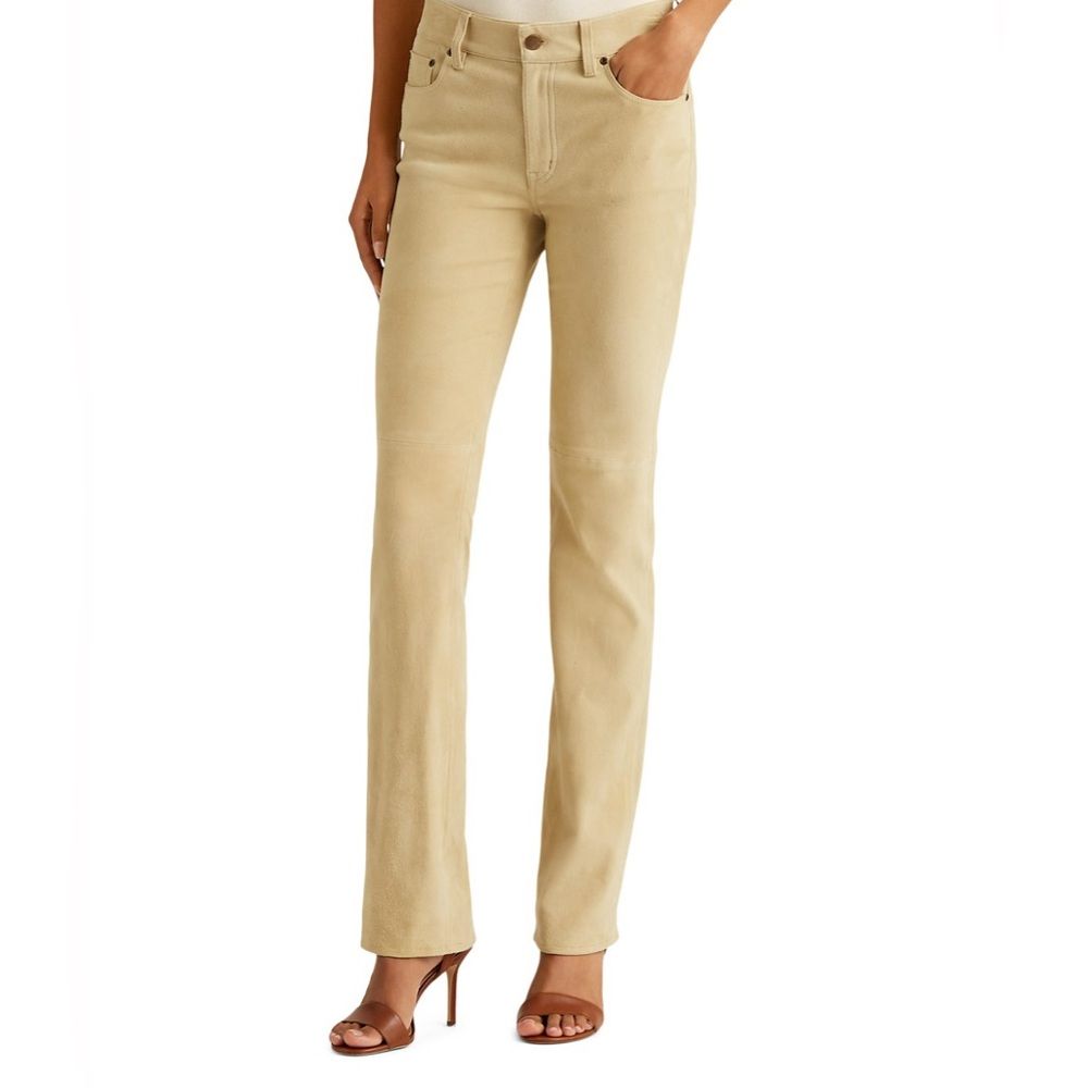 Lauren Ralph Lauren Goat Suede Straight Leg Pants, Nwt, Size 12